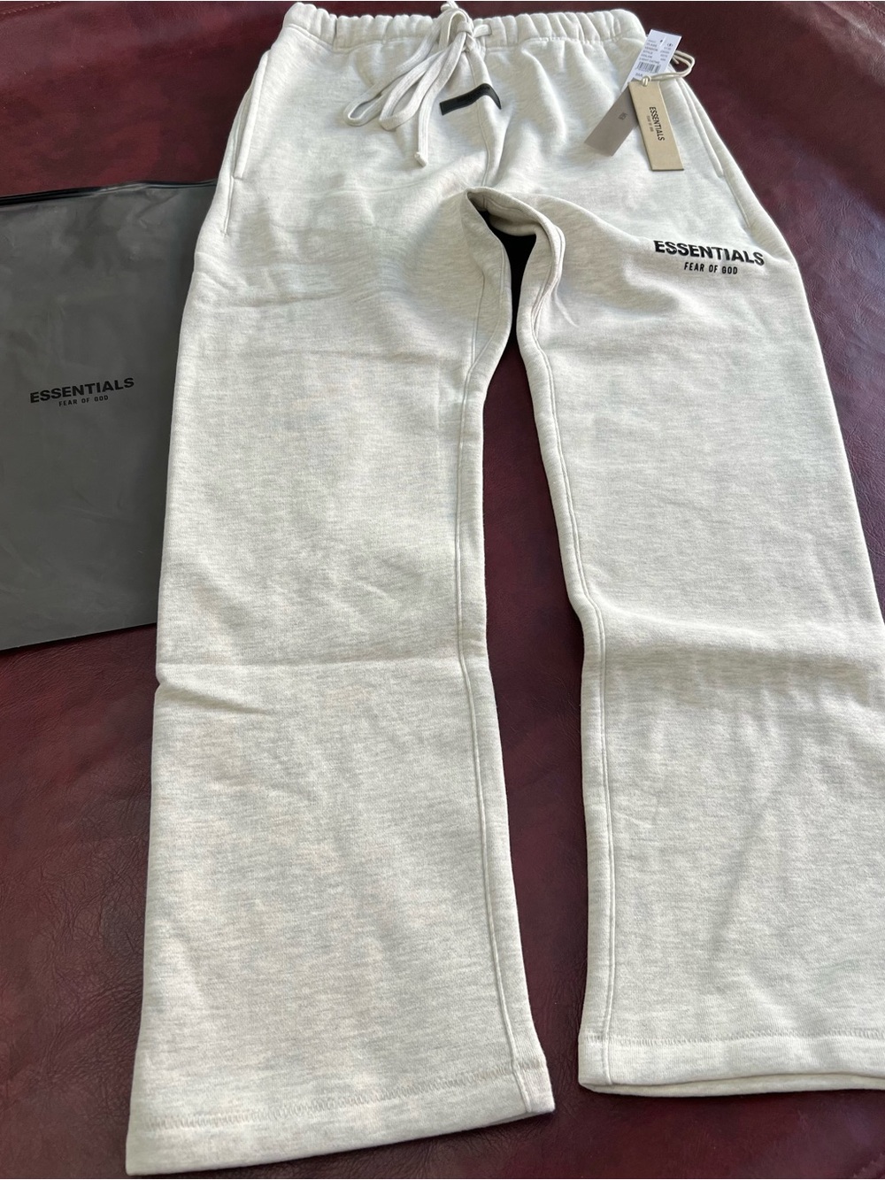 Fear of God ESSENTIALS Light Oatmeal Sweatpants with Logo